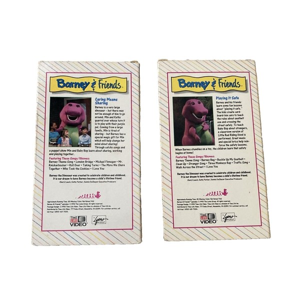Barney And Friends Lot 2 Caring Means Sharing & Play It Safe VHS Time Life Video - Picture 5 of 10